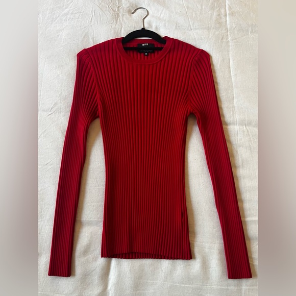Cynthia Rowley Red Haven Long Sleeve Ribbed Sweater - Picture 3 of 3